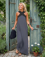 Delphine | Sommerkleid mit Kreuz-Detail – Grau