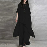 Andrada | Klassisches Set aus Hemd und Hose aus Baumwolle – Schwarz