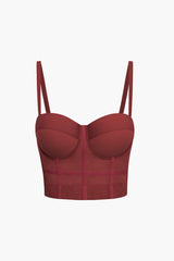 Andrea | Luftiges Mesh Bustier Korsett Top – Burgund