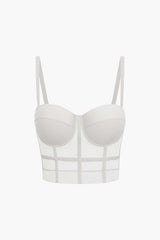 Andrea | Luftiges Mesh Bustier Korsett Top – Weiß