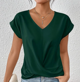 Angelika | Leichte Sommerbluse mit V Ausschnitt – Grün