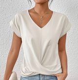 Angelika | Leichte Sommerbluse mit V Ausschnitt – Weiß