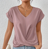 Angelika | Leichte Sommerbluse mit V Ausschnitt – Rosa