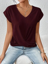 Angelika | Leichte Sommerbluse mit V Ausschnitt – Burgund