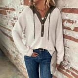 Angelina | Gemütliches Kontrast Kapuzensweatshirt – Beige