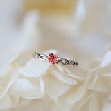 Zirkonia Herzring – Silber Rot