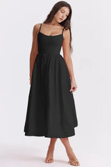 Abilene – Elegantes Midikleid aus Leinen – Schwarz