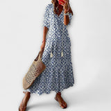 Anna – Damen Boho Sommerkleid – Dunkelblau