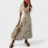 Anna – Damen Boho Sommerkleid – Beige