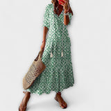 Anna – Damen Boho Sommerkleid – Grün