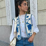 Elegante Damen Weste – Maßgeschneiderte Gilet für Smart Casual, Premium Stoff – Blau & Cremeweiß