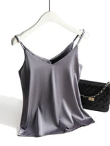 SilkBreeze – Basic Seidentop für Damen mit Spaghettiträgern – Grau