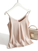 SilkBreeze – Basic Seidentop für Damen mit Spaghettiträgern – Khaki