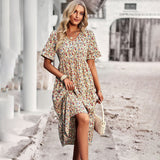 Amely - Fleurige Robe – Aprikose