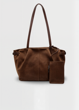 Handtasche Damen – Große Schultertasche mit Reißverschluss – Braun