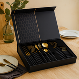 Ardenza | 24-teiliges Western-Steakbesteck-Set – Schwarzes Gold