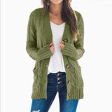 Lässiger Cardigan für Damen | Langarm – Olivgrün