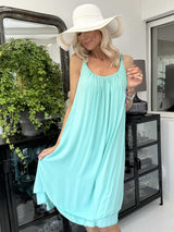 Ariel | Süßes Einfarbiges Kleid Mit Geflochtenen Trägern (1+1 GRATIS) – Türkis