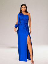 Asymmetrisches Einärmeliges Abendkleid - Joy – Blau