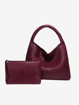 Luna Chic Oversized Woven Hobo Bag Aus Premium Veganen Leder Mit Passendem Reißverschlussbeutel – Rot