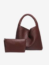 Luna Chic Oversized Woven Hobo Bag Aus Premium Veganen Leder Mit Passendem Reißverschlussbeutel – Braun