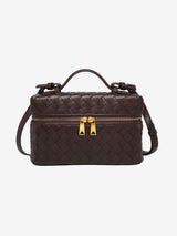 Juliette Polierte Strukturierte Woven Handtasche Aus Veganem Leder Mit Abnehmbarem Tragegurt – Braun
