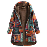 Damen Klassiker Blumen Kapuze Jacke | Winter – Orange