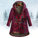 Damen Klassiker Blumen Kapuze Jacke | Winter – Rot