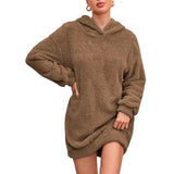 Alora – weiches kleid mit kapuze – Dunkelbraun