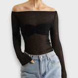 Glea – Transparenter Mesh-Top mit modernem Twist – Schwarz