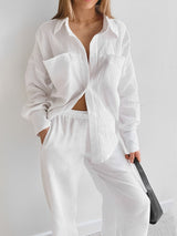 Minimalistisches 2-teiliges Baumwoll-Set – Leichtes Sommer-Outfit – Weiß