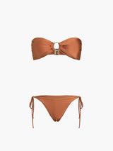 Kupferfarbenes Bikini-Set – Veganes Leder-Look Bademode – OrangeRot
