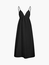 Maxi Sommerkleid aus Baumwolle mit offenem Rücken – Elegant & Luftig – Schwarz