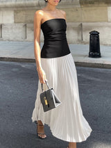 Elise | Stilvolles Bustier-Top & Fließender Maxi-Rock für einen edlen Look – Schwarz