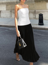 Elise | Stilvolles Bustier-Top & Fließender Maxi-Rock für einen edlen Look – Weiß