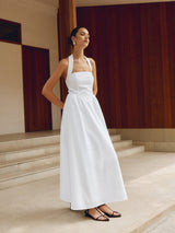 Charlotte | A-Linien Halterneck Maxikleid – Sommerliche Raffinesse – Weiß