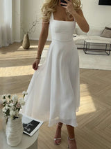 Marie | Elegantes A-Linie Midikleid – Zeitlose Raffinesse – Weiß