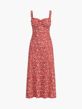 Chloé – Bohemian Midikleid mit floralen Akzenten – Rot