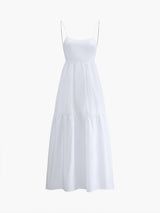 Elegantes Rückenfreies Maxikleid – Ärmellos, Tiefer Ausschnitt – Weiß