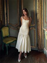 Evelyn | Elegantes Rüschen-Maxikleid für stilvolle Anlässe – Weiß