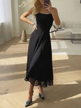 Marie | Elegantes A-Linie Midikleid – Zeitlose Raffinesse – Schwarz