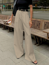 Damen High-Waist Weite Hosen – Elegant & Bequem, Ohne Gürtel – Khaki