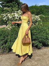 Anneliese | Romantisches Sommerkleid mit Bustier & A-Linie – Gelb