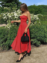 Anneliese | Romantisches Sommerkleid mit Bustier & A-Linie – Rot