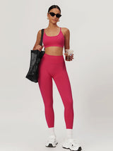 Nahtloser Cross-Back Sport-BH – Hoher Halt, Herausnehmbare Pads – Rosa