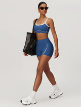 Nahtlose High-Waist Sportshorts – Blau