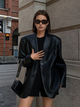 CLARA | LEDERBLAZER – Schwarz