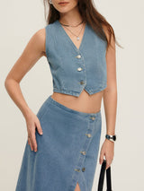 Diana | Denim-Zweiteiler – Lässiger Chic mit femininer Eleganz – Blau