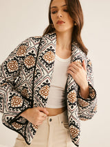 Steppjacke mit Ethno-Muster und Oversized-Schnitt – Multifarben