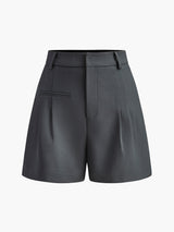 Damen Shorts | hohe Taille mit geradem Bein und Hüftabschluss – Grau